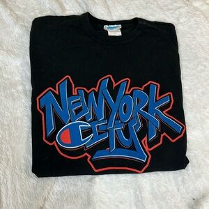 Champion size L black cotton artist collaboration graphic tee